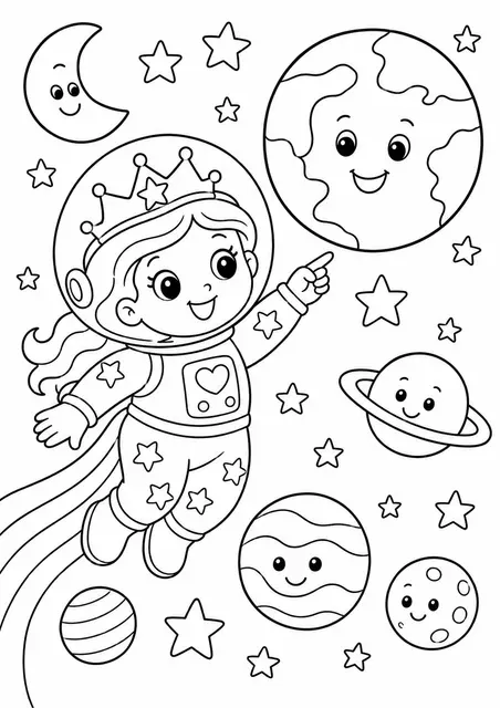 La princesa astronauta en el espacio