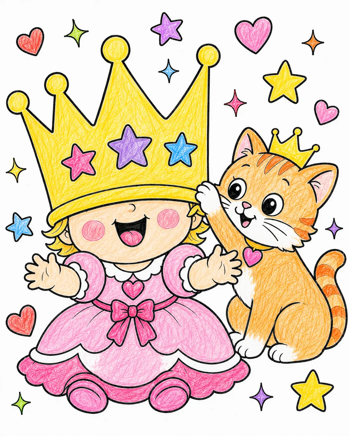 La princesa bebé con la corona demasiado grande