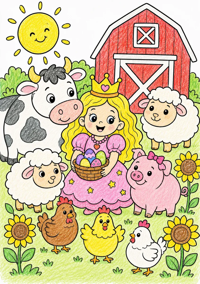 Die Prinzessin beim Bauernhof-Besuch