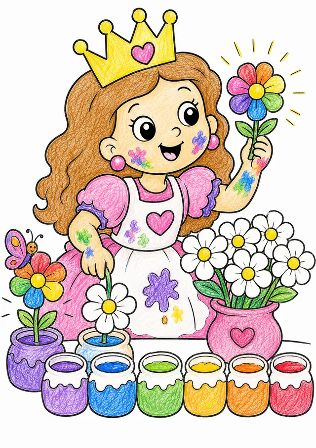 Die Prinzessin färbt weiße Blumen bunt – So könnte es aussehen