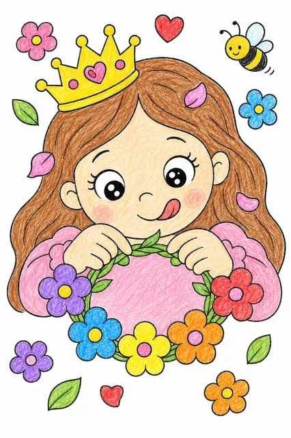 Die Prinzessin bastelt einen Blumenkranz – So könnte es aussehen