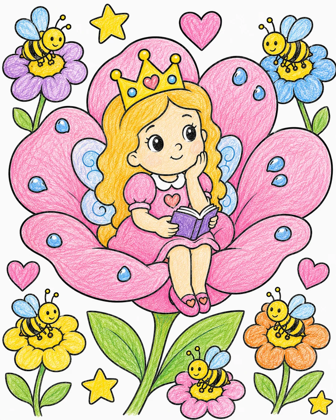 Die kleine Prinzessin in einer riesigen Blüte