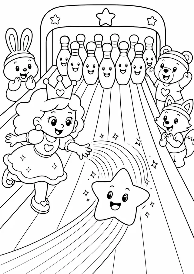 公主玩彩虹保龄球