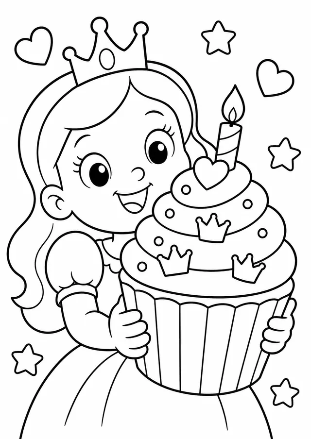 La princesa hornea un cupcake arcoíris