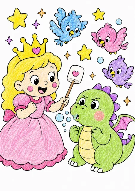 The Princess Helps the Baby Dragon Learn to Make Fire – This is how it could look