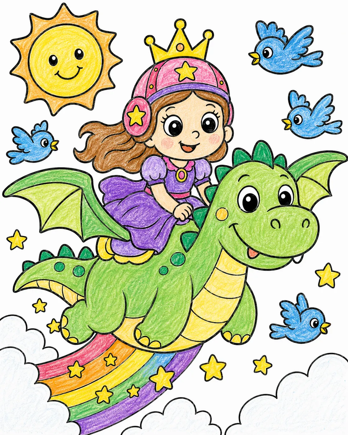 Die Prinzessin reitet auf dem Drachen