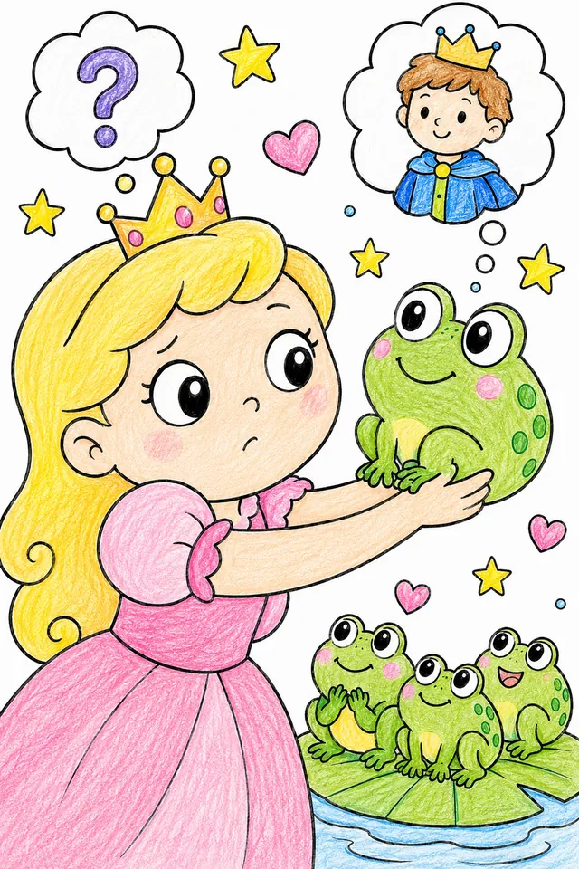 Die Prinzessin überlegt ob sie den Frosch küsst – So könnte es aussehen