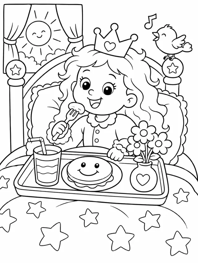 La princesa desayunando en la cama