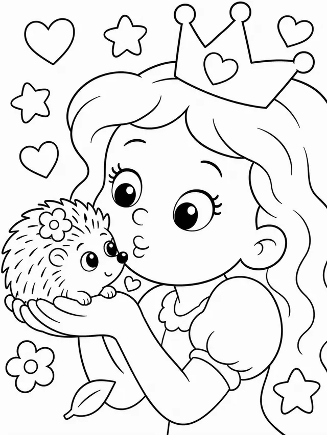 Die Prinzessin kuschelt mit dem Igel