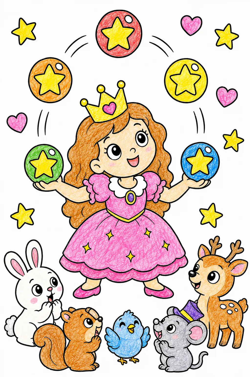 Die Prinzessin jongliert mit Sternbällen