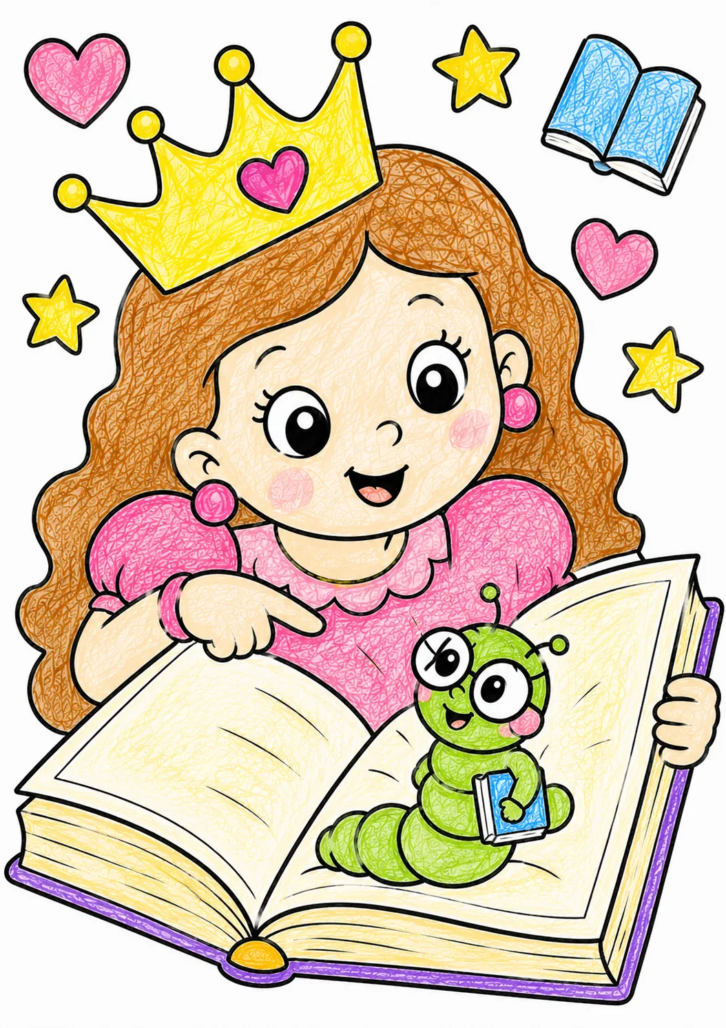 Die Prinzessin mit ihrem Lesewurm-Freund
