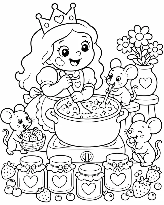 La princesa hace mermelada con ayudantes
