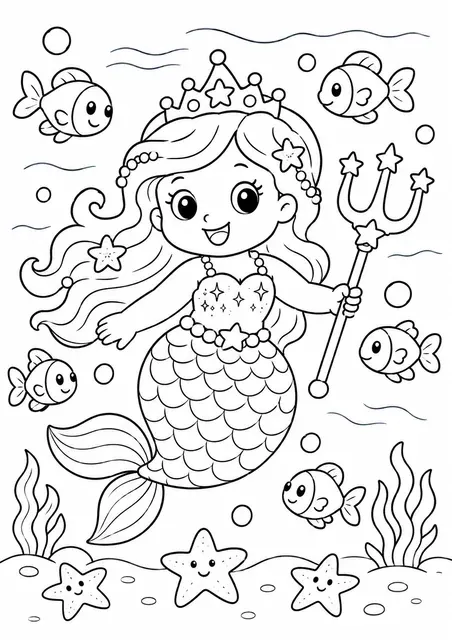 La princesa sirena en el mar