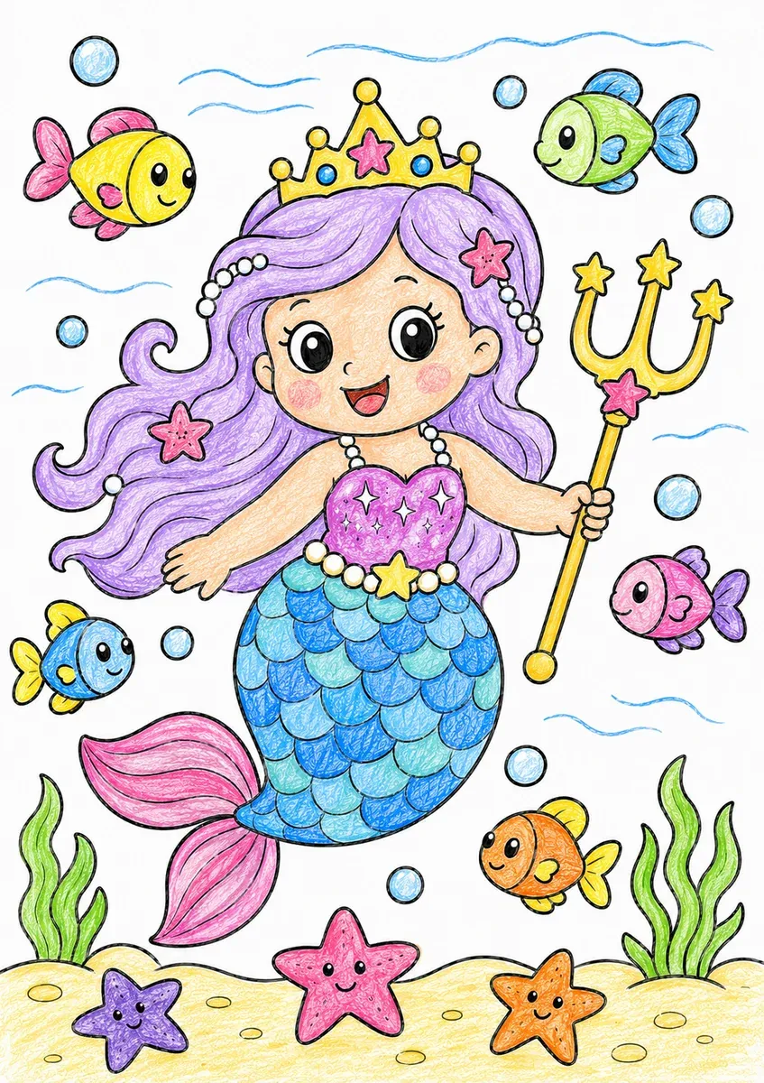 The Mermaid Princess in the Sea