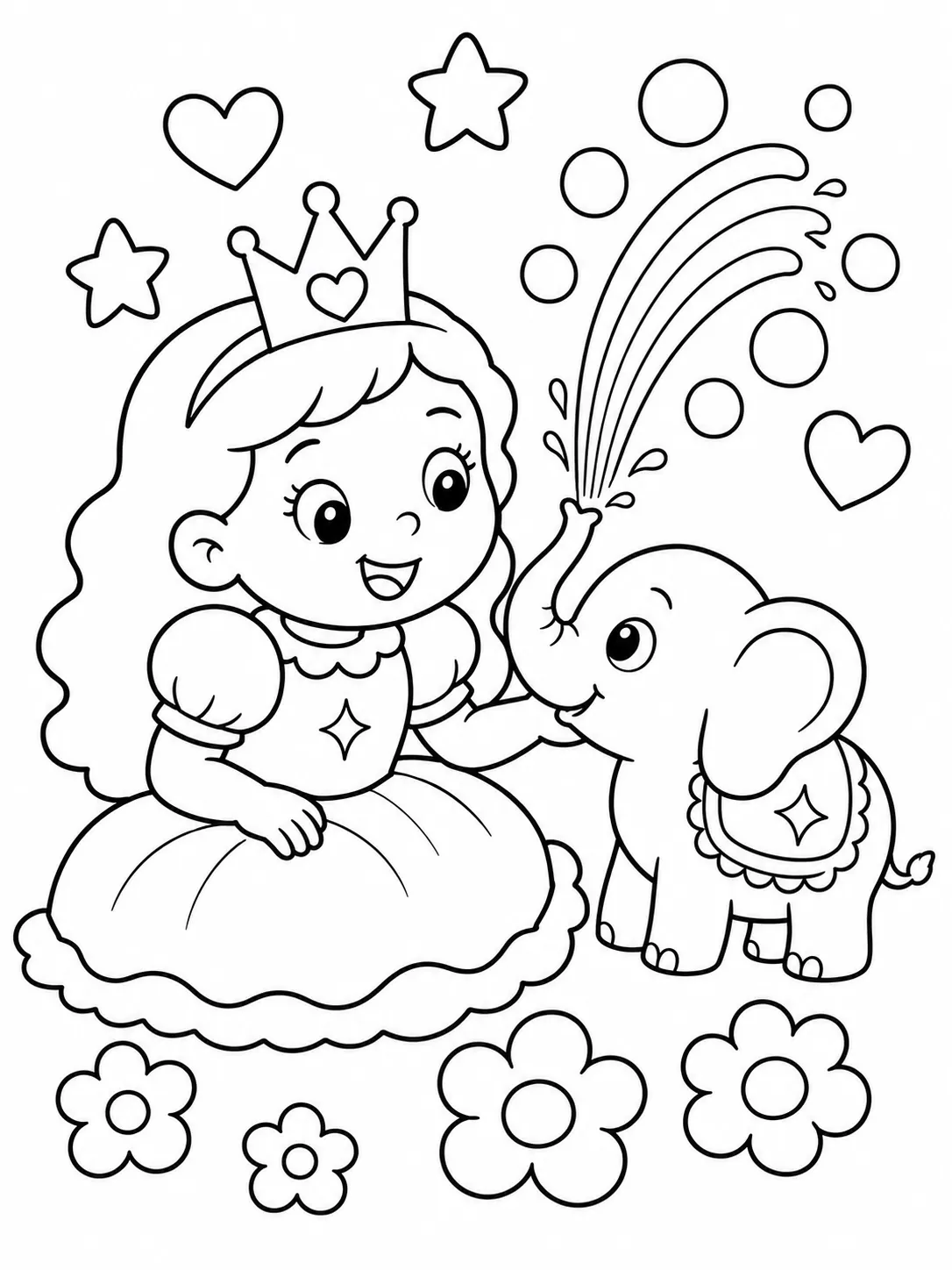 Runde Prinzessin mit einem winzigen magischen Elefanten