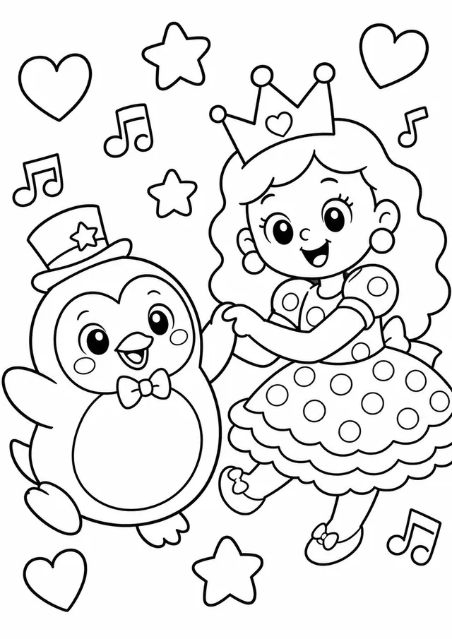 La princesa baila con el pingüino