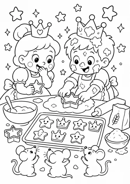 La princesa y el príncipe hornean galletas juntos