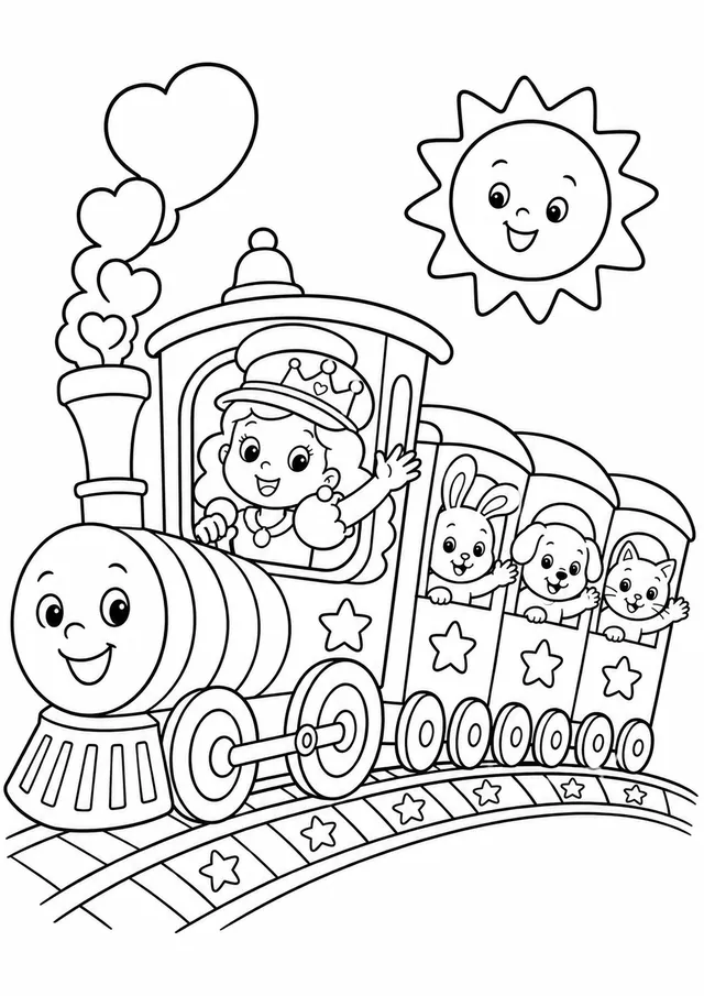 La princesa conduce el tren arcoíris