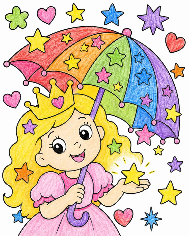 Die Prinzessin mit Schirm im Sternenregen – So könnte es aussehen