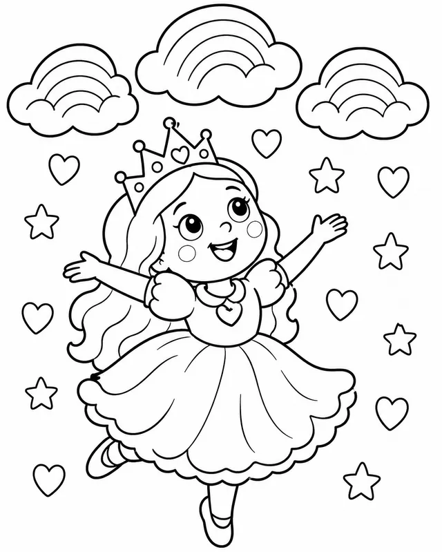 La princesa baila bajo la lluvia arcoíris
