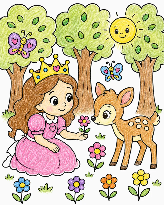 Die Prinzessin und das Reh im Wald – So könnte es aussehen