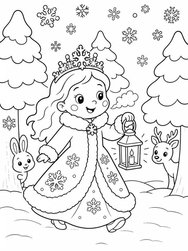 La princesa invernal en el bosque nevado