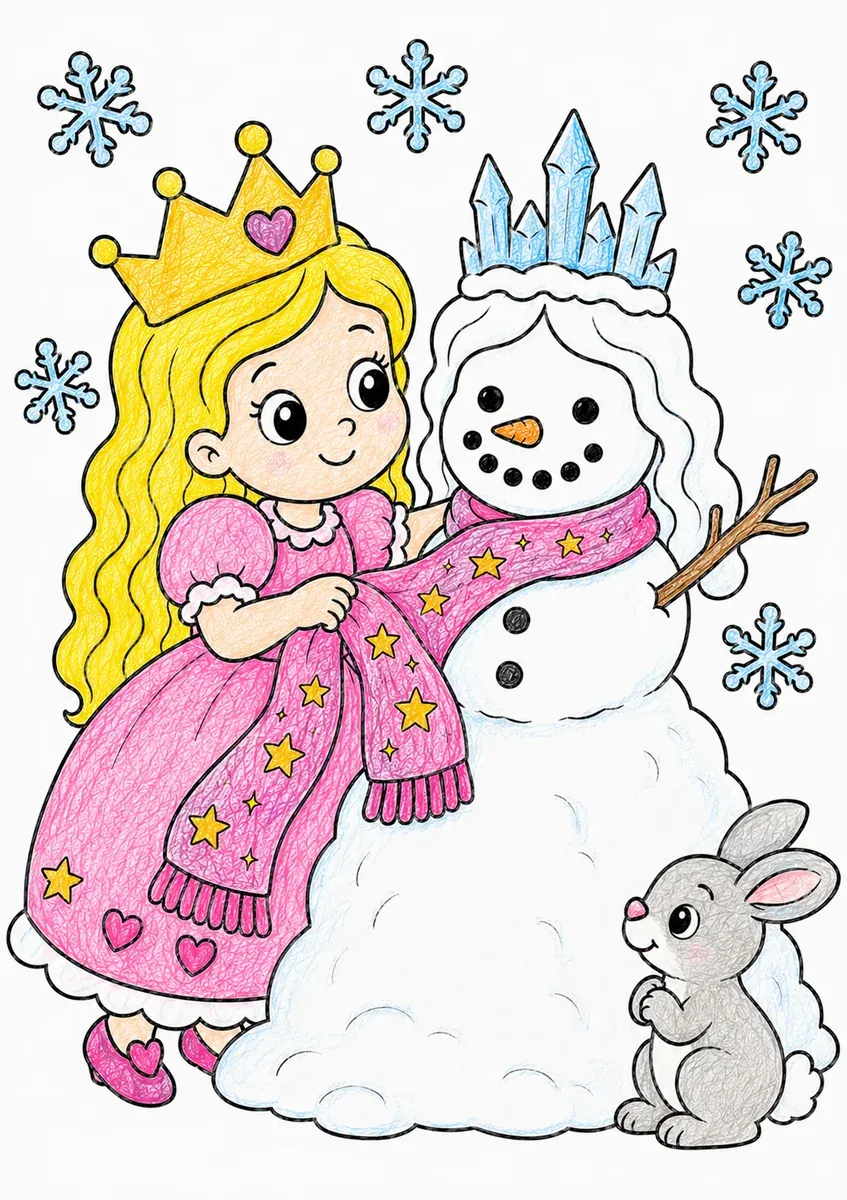 Die Prinzessin baut eine Schnee-Prinzessin