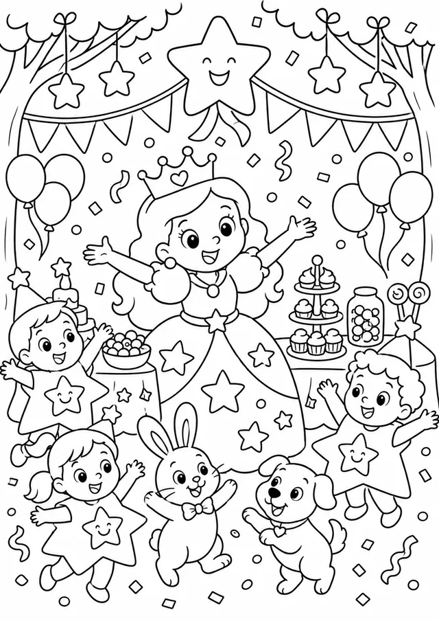 La princesa en el festival de los niños estrella