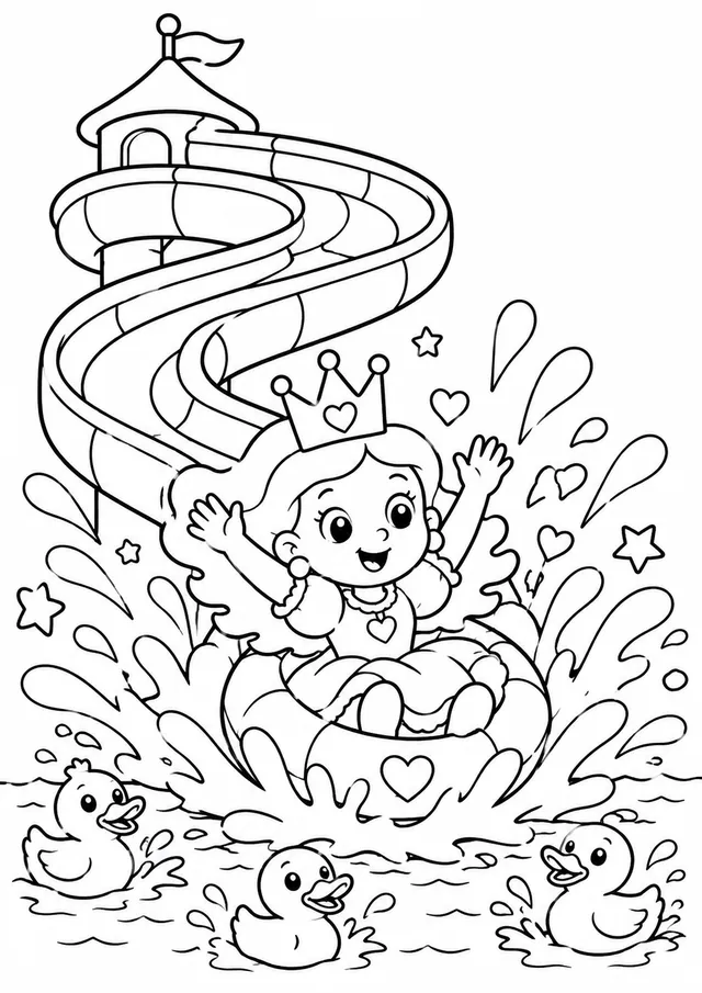 Die Prinzessin auf der Regenbogen-Wasserrutsche