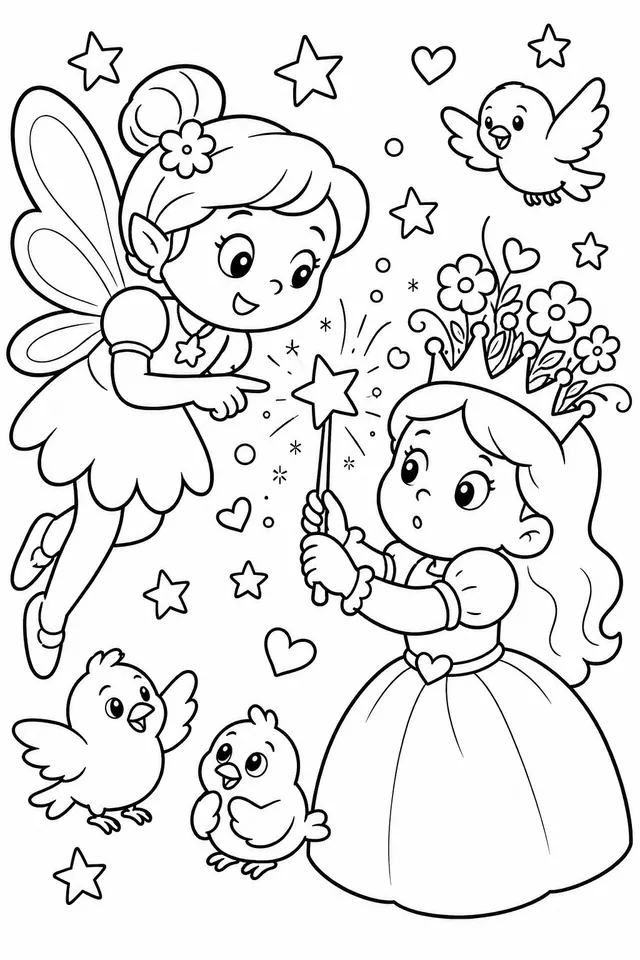 Die Prinzessin lernt Zauberei von einer Fee