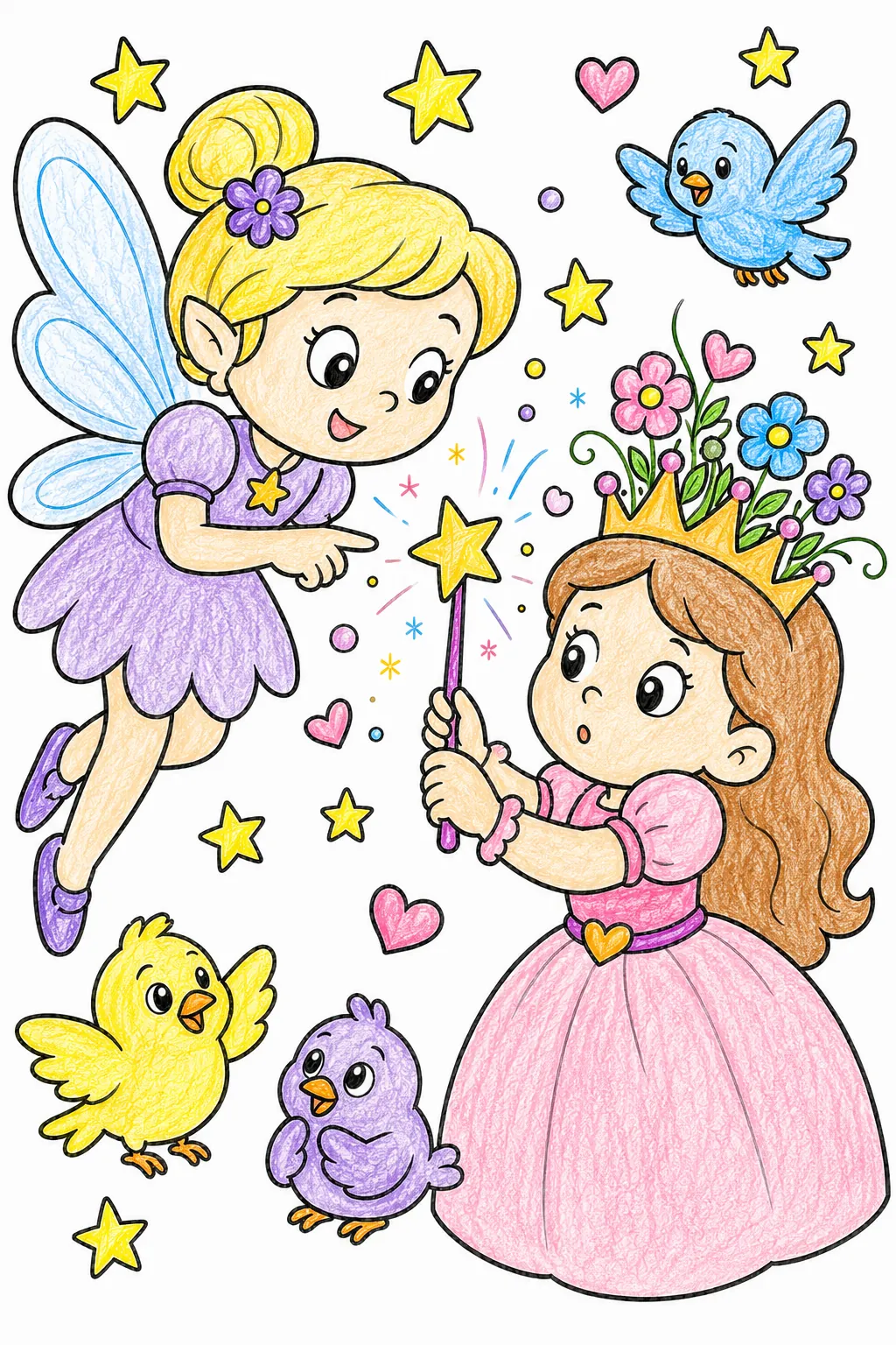 Die Prinzessin lernt Zauberei von einer Fee