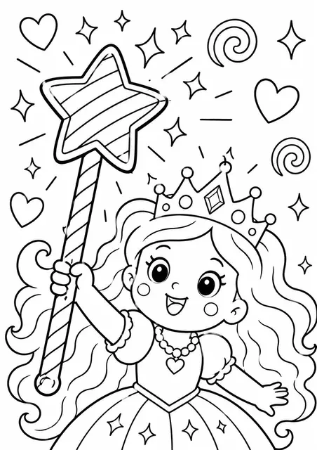 La princesa con la varita mágica arcoíris