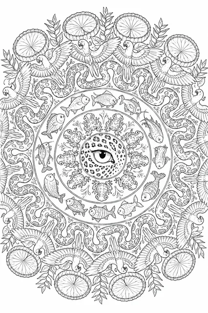 Amazonas-Tier-Mandala aus den Tieren des Regenwalds