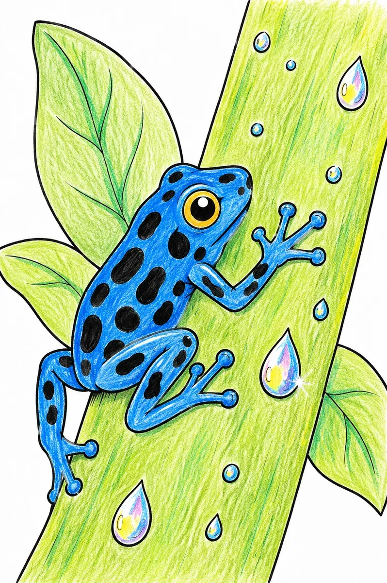 Farbenfroher Frosch klettert einen Stängel hinauf