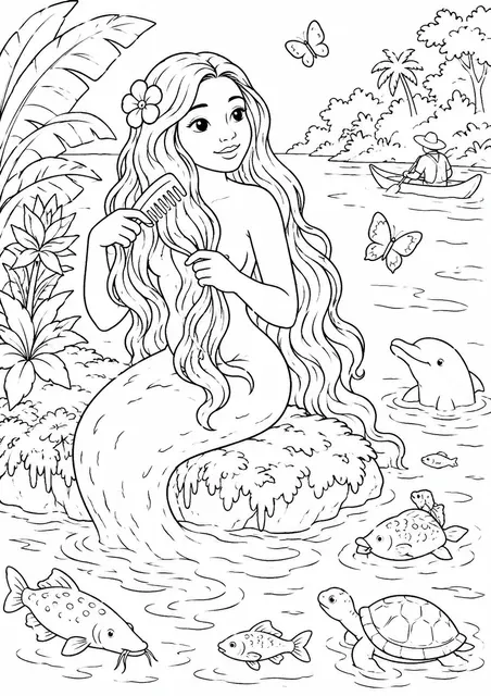 伊亚拉水仙女在河边梳头发