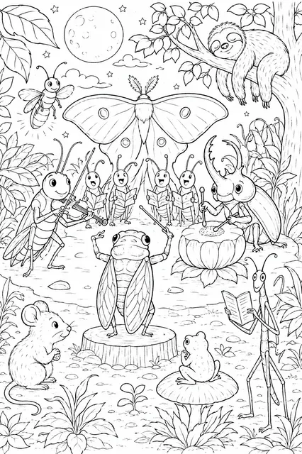 Rainforest Insect Concert at Night