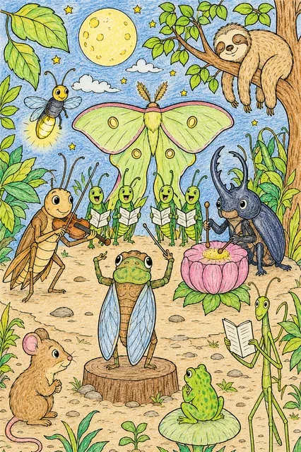 Regenwald-Insekten-Konzert in der Nacht – So könnte es aussehen