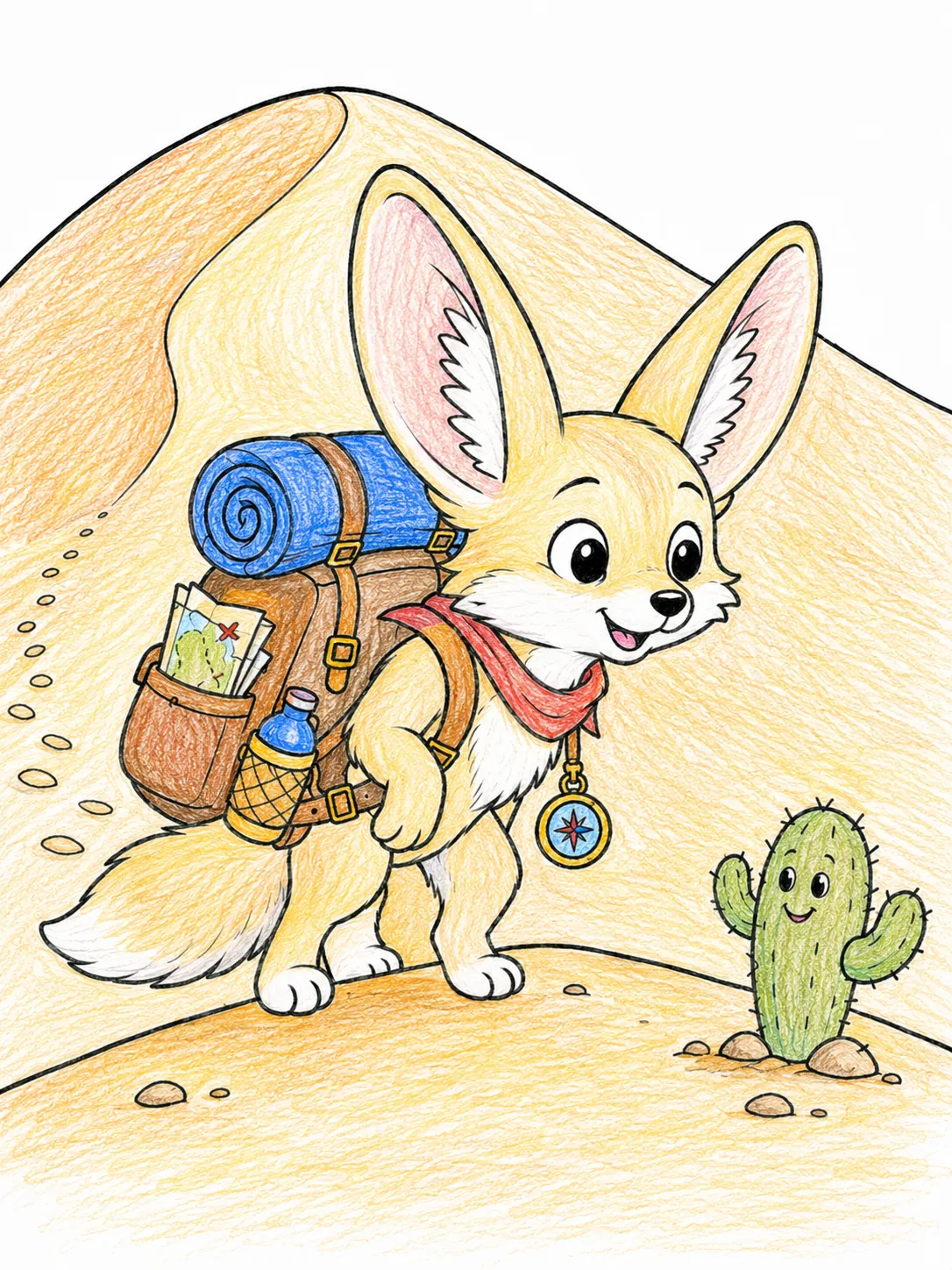 Fennec trägt kleinen Rucksack