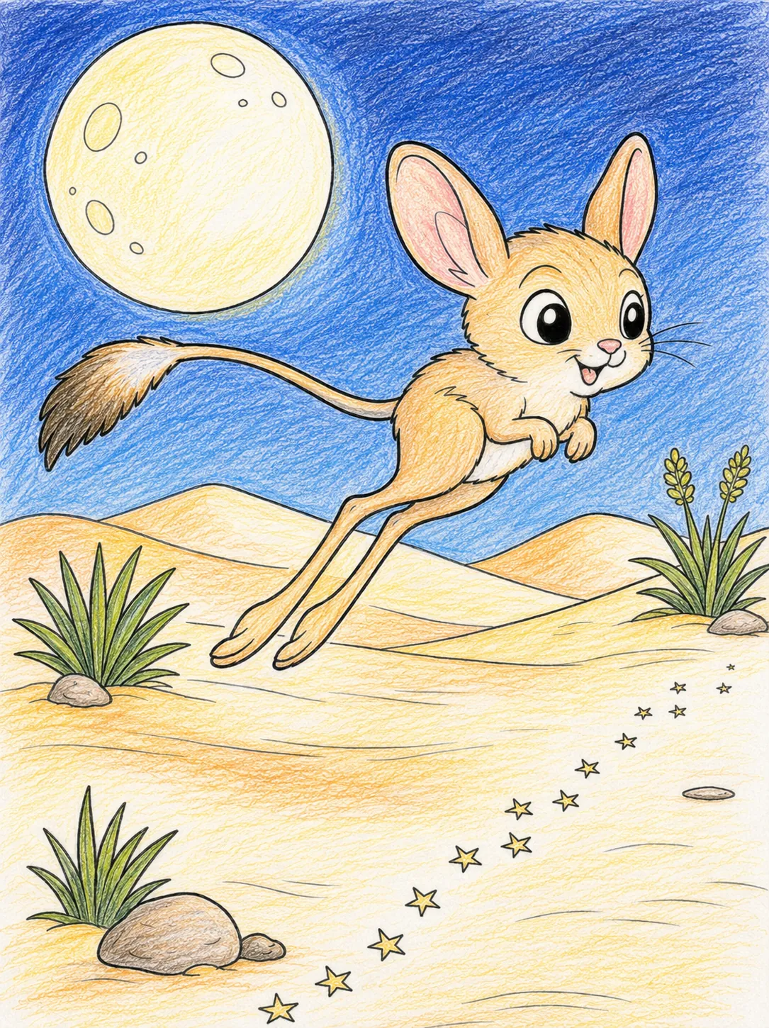 Jerboa Hopping through the Moonlit Sahara