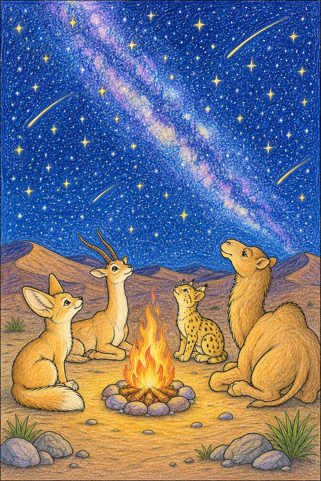 Sahara-Sternennacht-Lagerfeuer