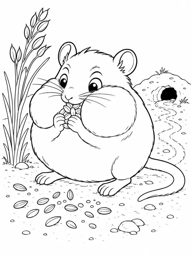 Ratón del desierto llevando granos en la bolsa de la mejilla