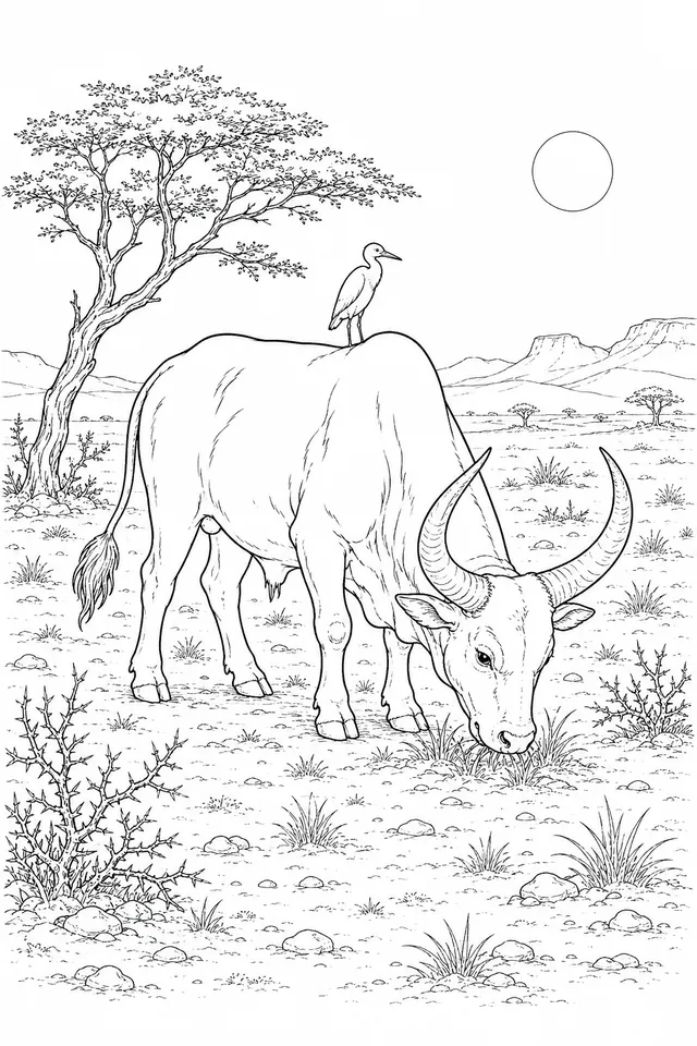 Wüstenstier grast auf karger Steppe