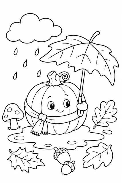 Kürbis mit Regenschirm
