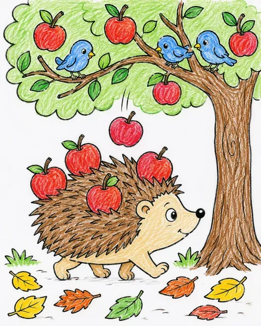 Igel sammelt Herbstäpfel auf seinem Rücken – So könnte es aussehen