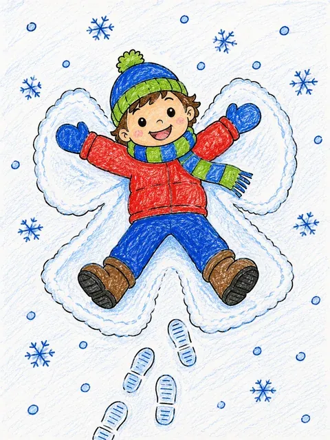 Kind macht einen Schneeengel – So könnte es aussehen
