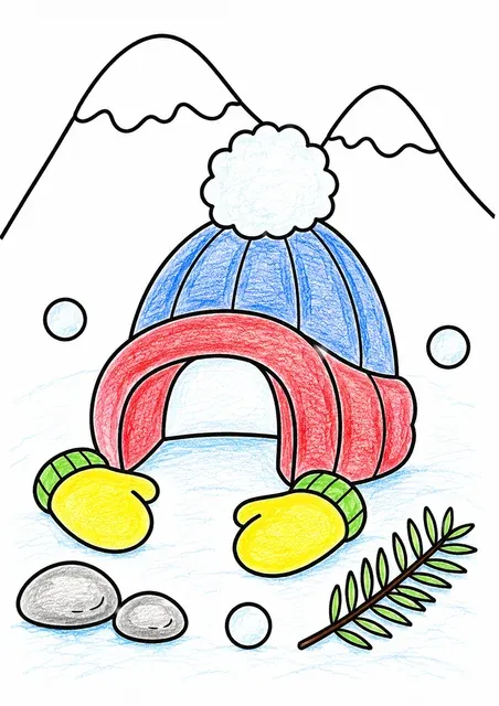 毛线帽在雪中变成小帐篷