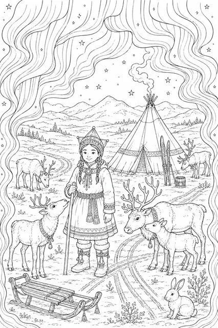 The Sami Reindeer Herder under the Northern Lights
