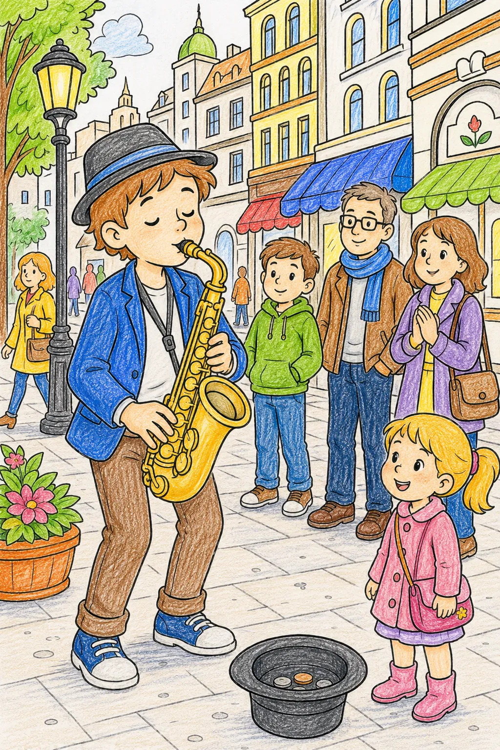 Saxophonist spielt Straßenmusik