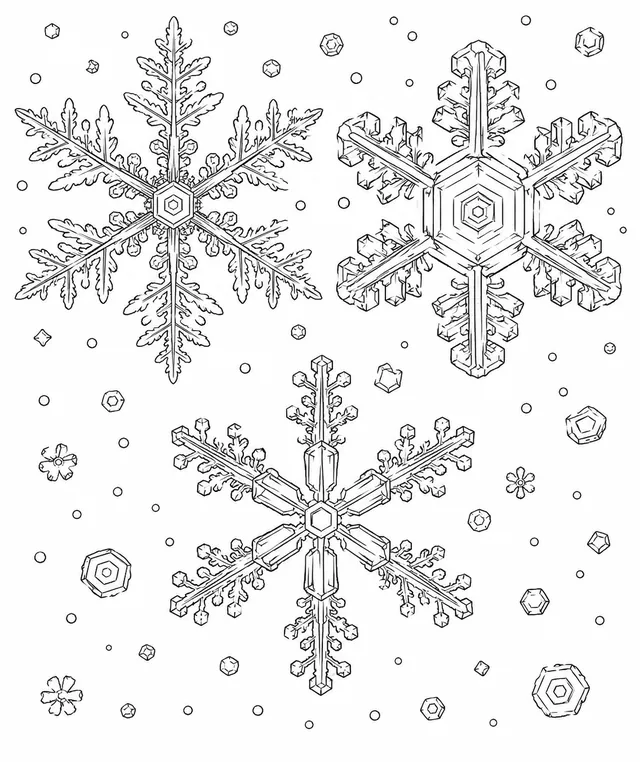 显微镜下的雪花晶体结构