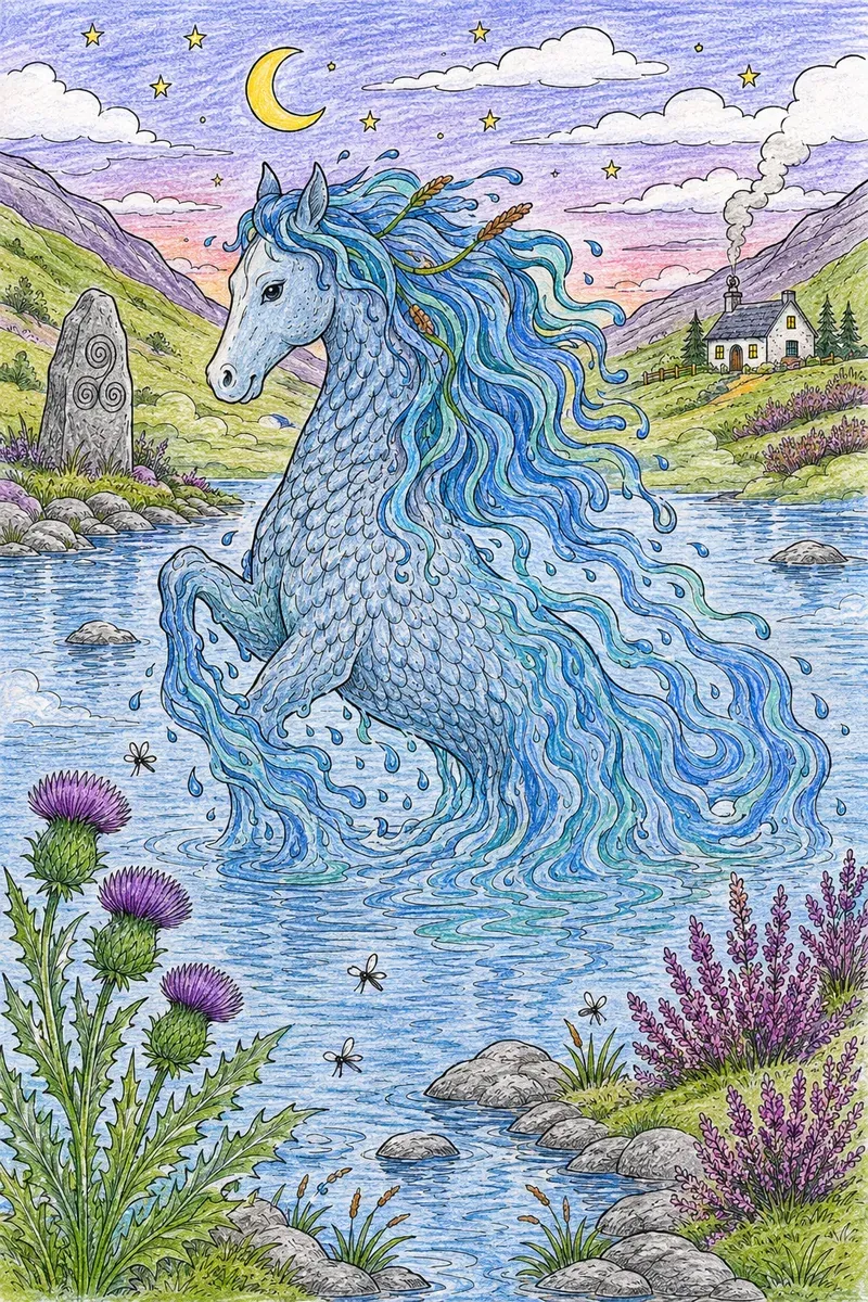 Das schottische Kelpie am Loch